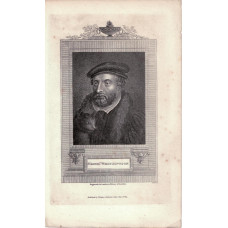 Engraved Portrait of Whittington, Head and shoulders, in cap with his cat by Cook.