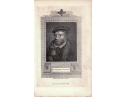 Engraved Portrait of Whittington, Head and shoulders, in cap with his cat by Cook.