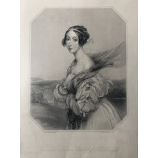 Engraved Portrait of Countess of Hillsborough. Three Quarter Length, in octagonal frame,  after John Hayter by W. Holl.