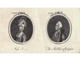 Tete a Tete Portrait, 'Miss J___S' & 'The Middlesex Champion', in ovals,