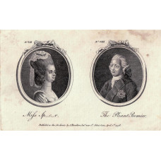 Tete a Tete Portrait, 'Miss Sp__c__r' & ''The Pliant Premier', in ovals,