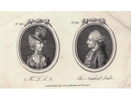 Tete a Tete Portrait,  'Mrs L__b_t' & 'The Nautical Scribe', in ovals,