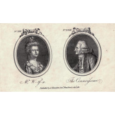 Tete a Tete Portrait,  'Mrs W__ts_n' & 'The Connoisseur', in ovals,