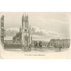 ' St Peter's Church, Brighton '  Mail coach and figures in front of church, after G. Earp, Junr. by Charles Hunt.