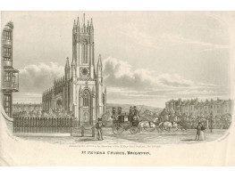 ' St Peter's Church, Brighton '  Mail coach and figures in front of church, after G. Earp, Junr. by Charles Hunt.