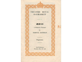 [Ross. A Dramatic Portrait.] Programme for Premiere Performance at Theatre Royal Haymarket. 12 May 1960.