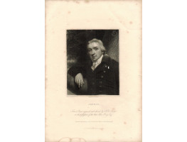 Engraved Portrait of Jenner, Half Length, r. arm resting on branch, after J.R. Smith by E. Scriven,